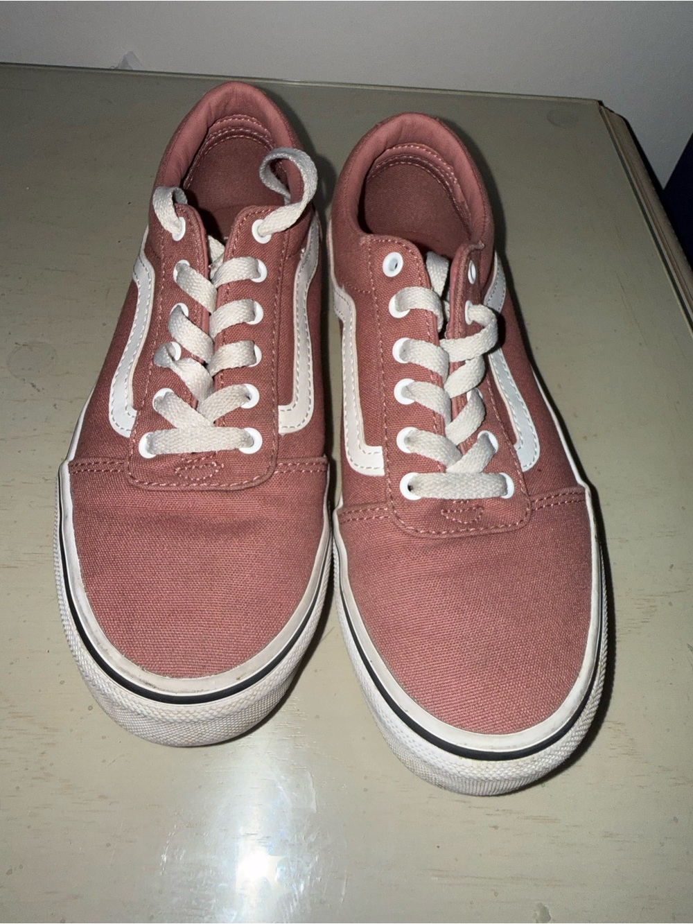 Vans girls Old Skool Rose Canvas Sneakers with White Stripe
